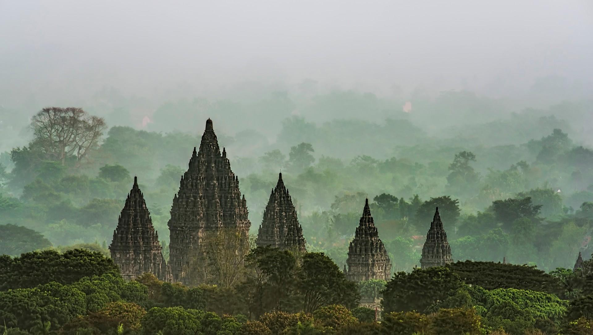 Architecture near Yogyakarta on a day with cloudy weather