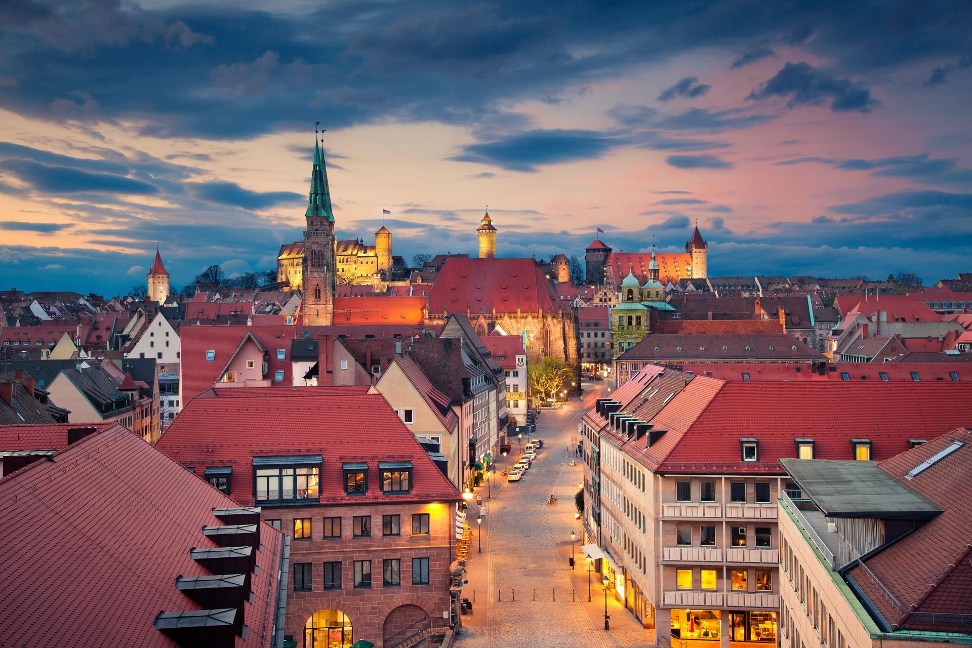 Architecture in Nürnberg at sunset time