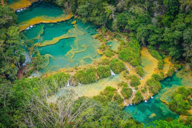 Aerial view of Semuc Champey - natural pools