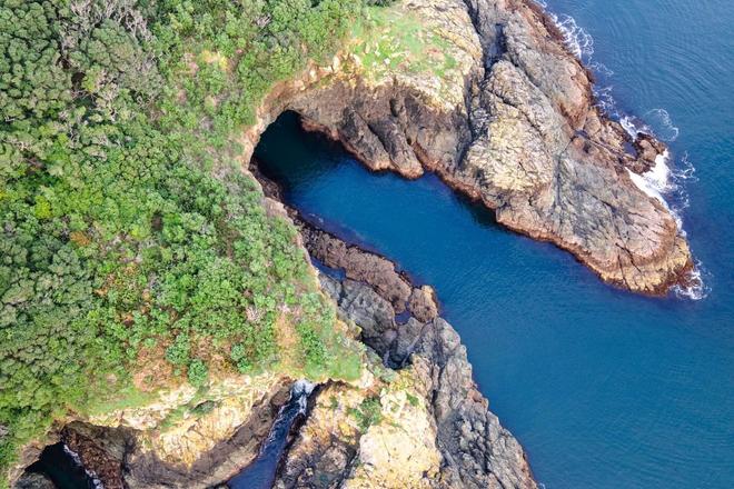 An aerial view of the Goat Island in New Zealand