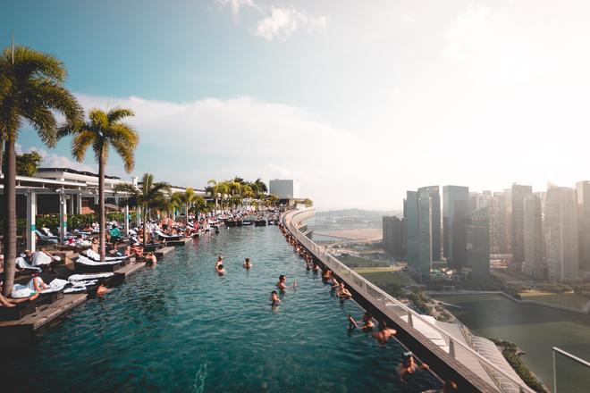 Infinity pool at the top of the Marina Bay Sands Hotel.