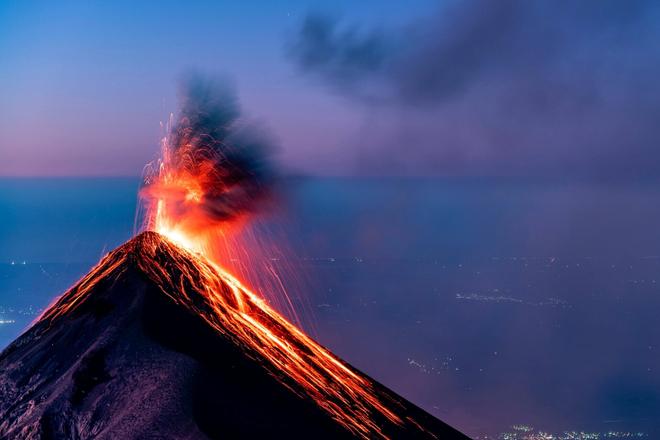 View of an erupting volcano - Fuego