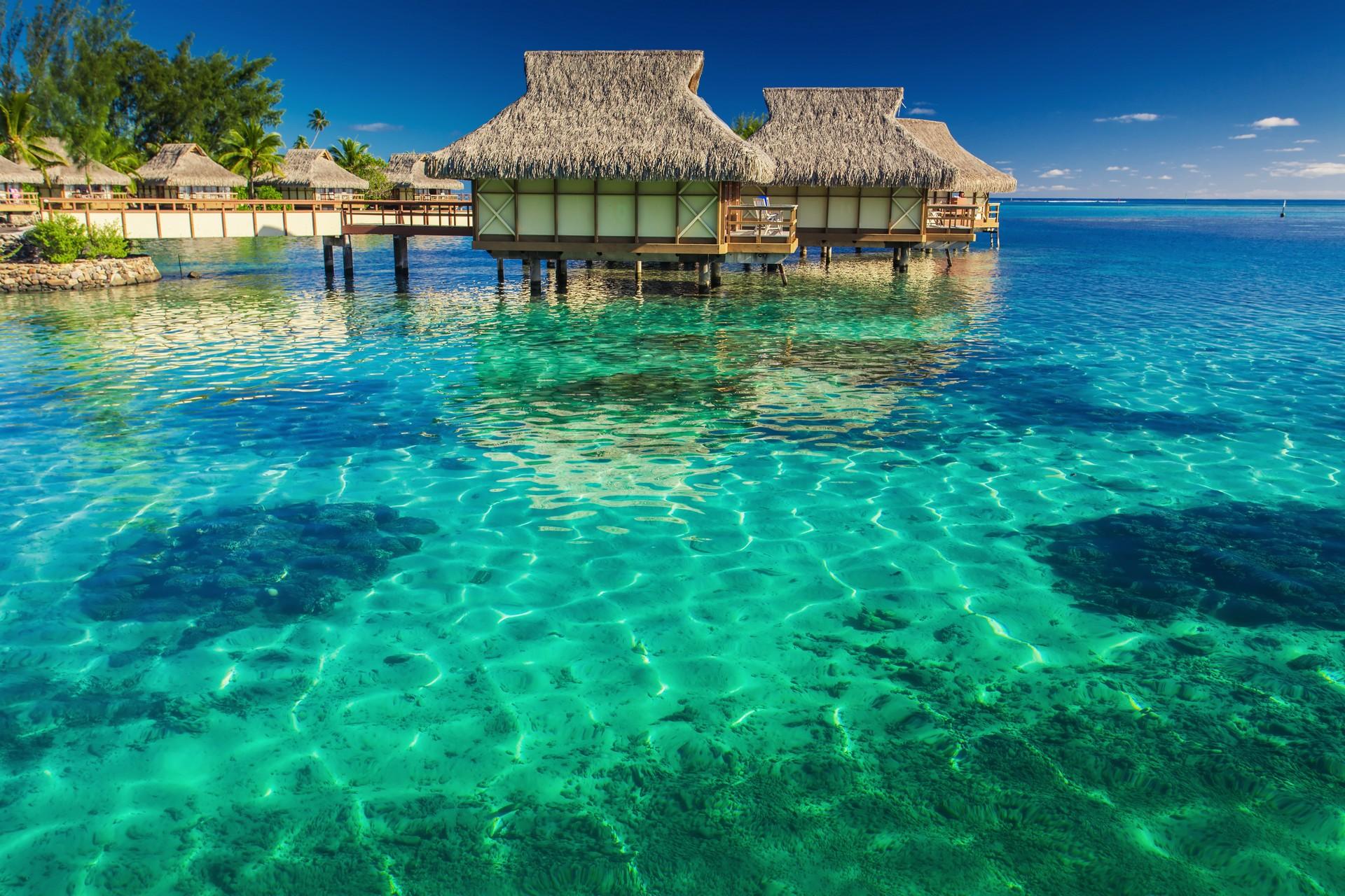 Countryside in Maldives in sunny weather with few clouds