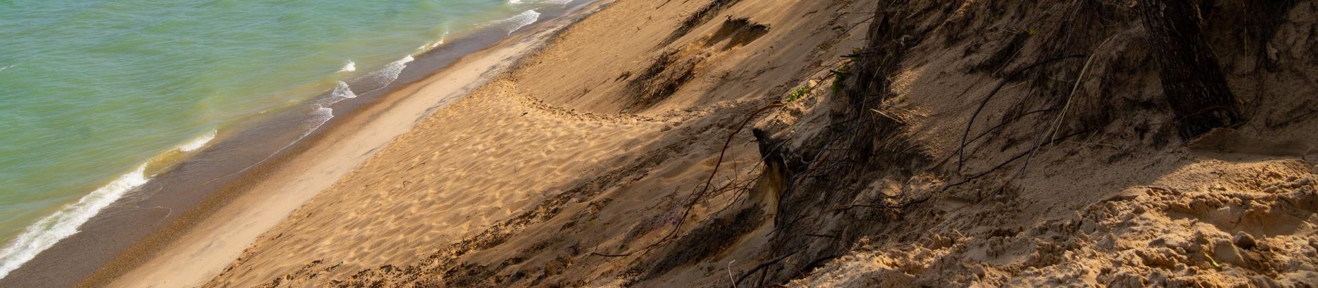 Beach near Michigan City on a cloudy day