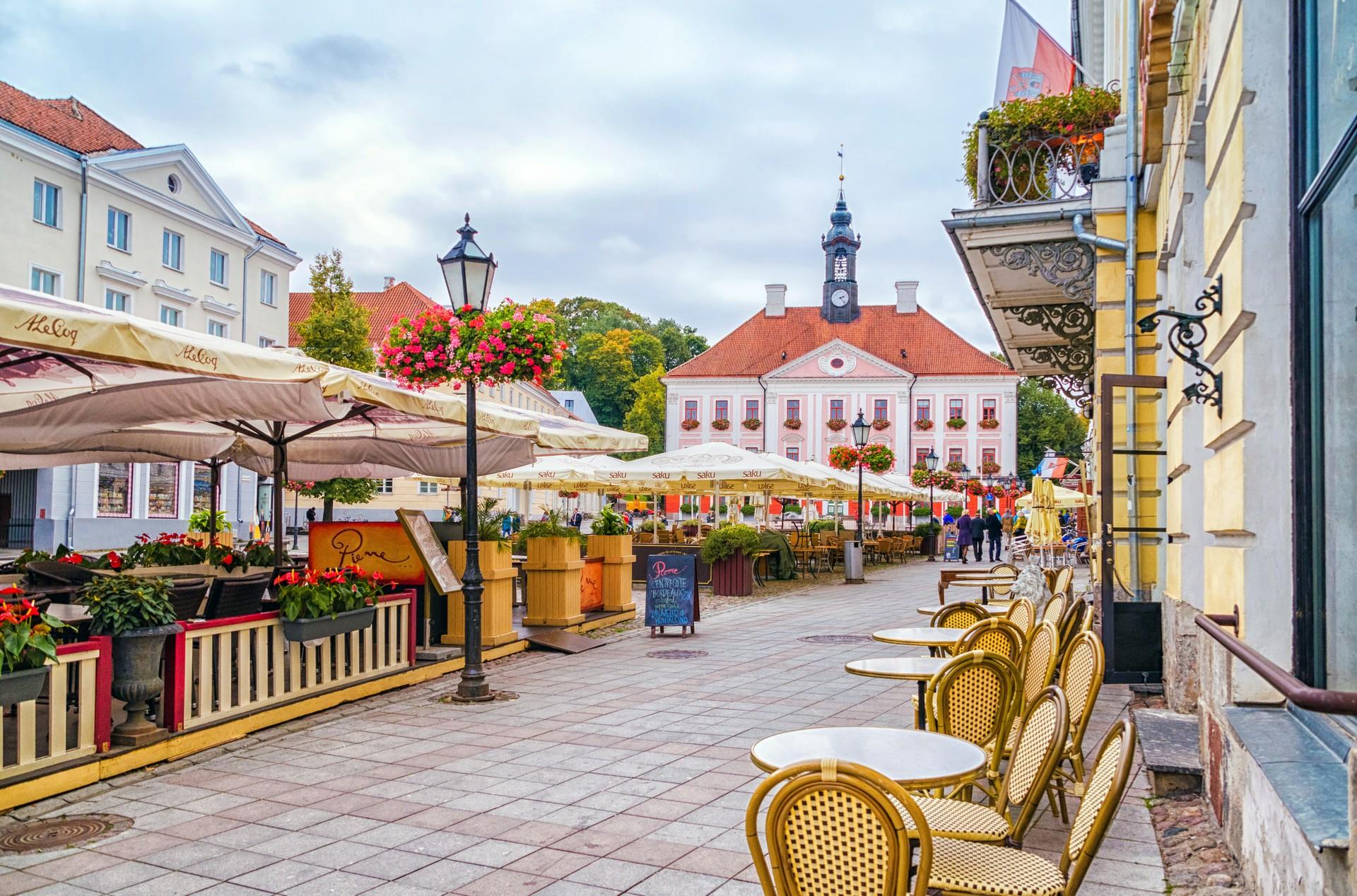 Architecture in Tartu on a day with cloudy weather