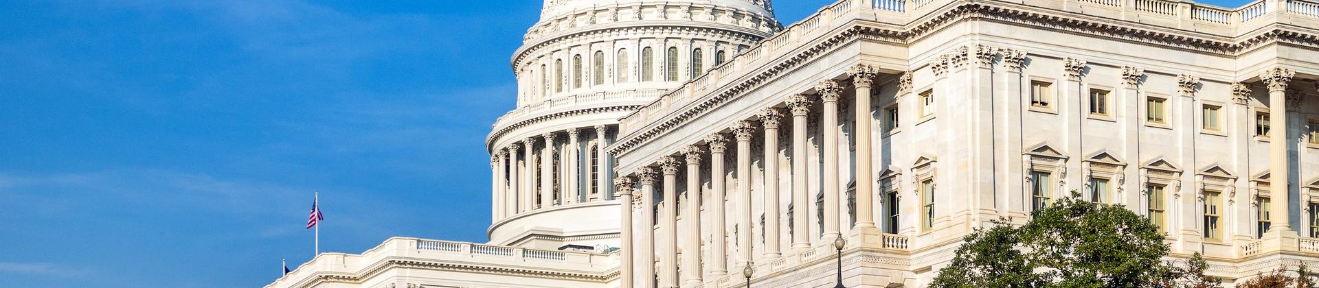 Architecture in Washington, D.C. in sunny weather with few clouds