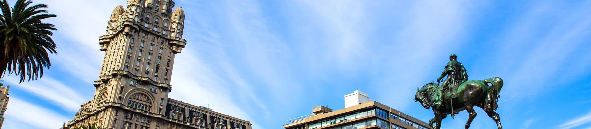 City square in Montevideo on a sunny day with some clouds