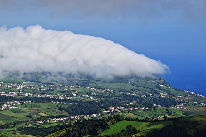 Terceira, Azores: cloud over the island.