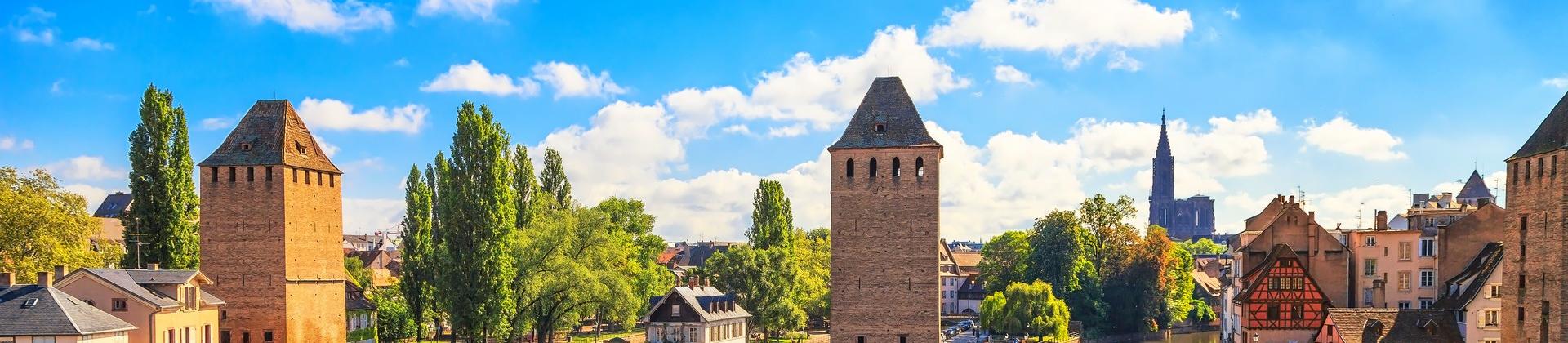 Architecture in Strasbourg on a sunny day with some clouds