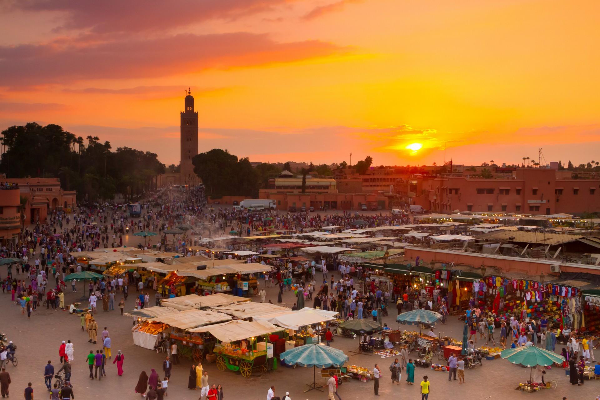 Architecture in Marrakesh at dawn