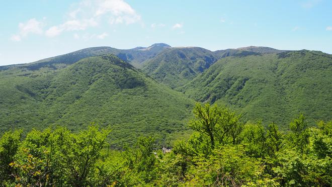 Hallasan NP in South Korea with green hills