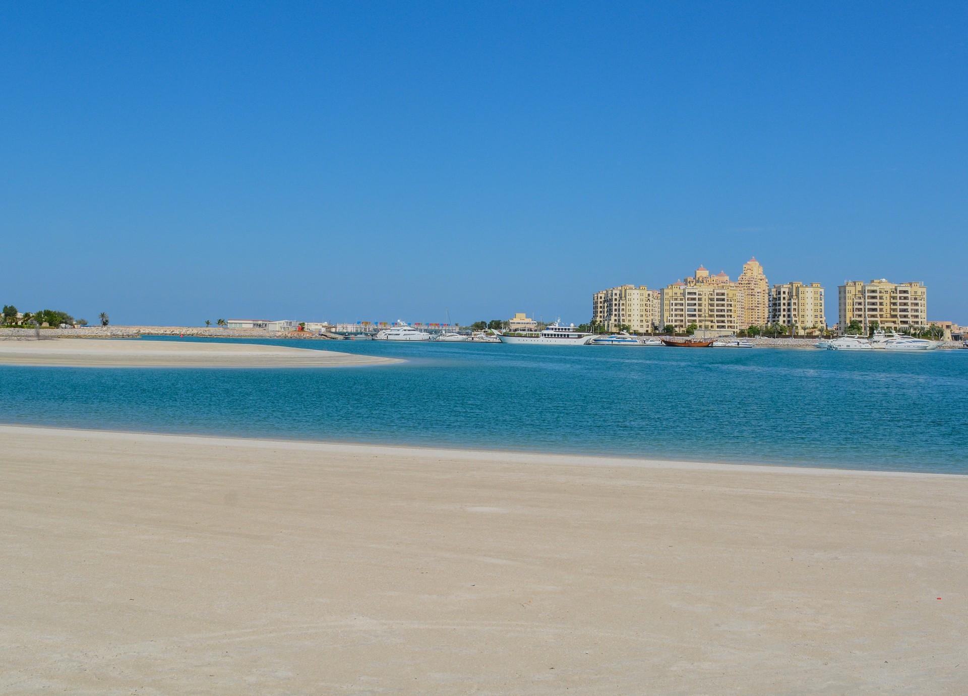 Beach and architecture in Ras al Khaymah with nice weather and blue sky