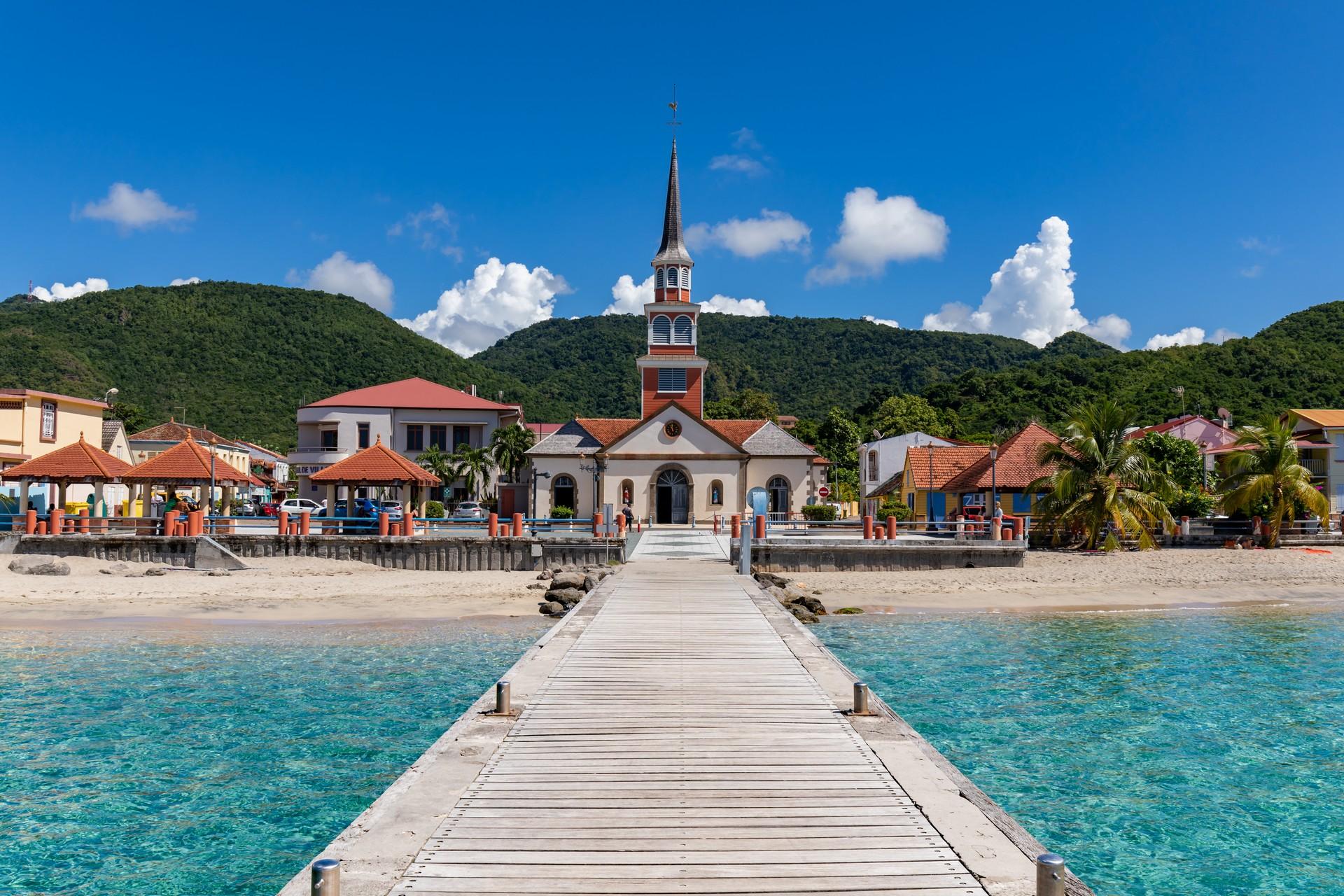 Port in Martinique in partly cloudy weather