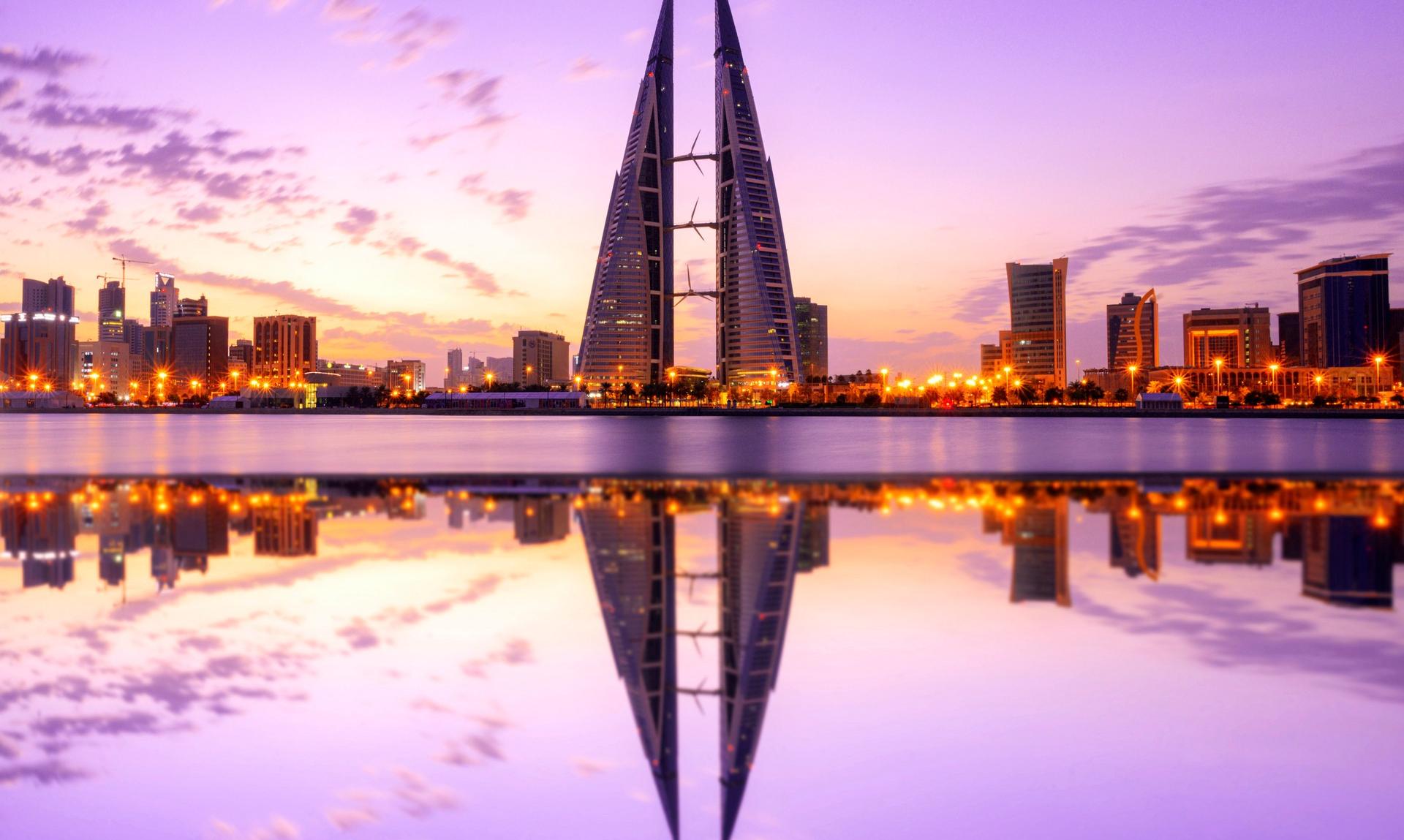 Architecture in Manama at dawn
