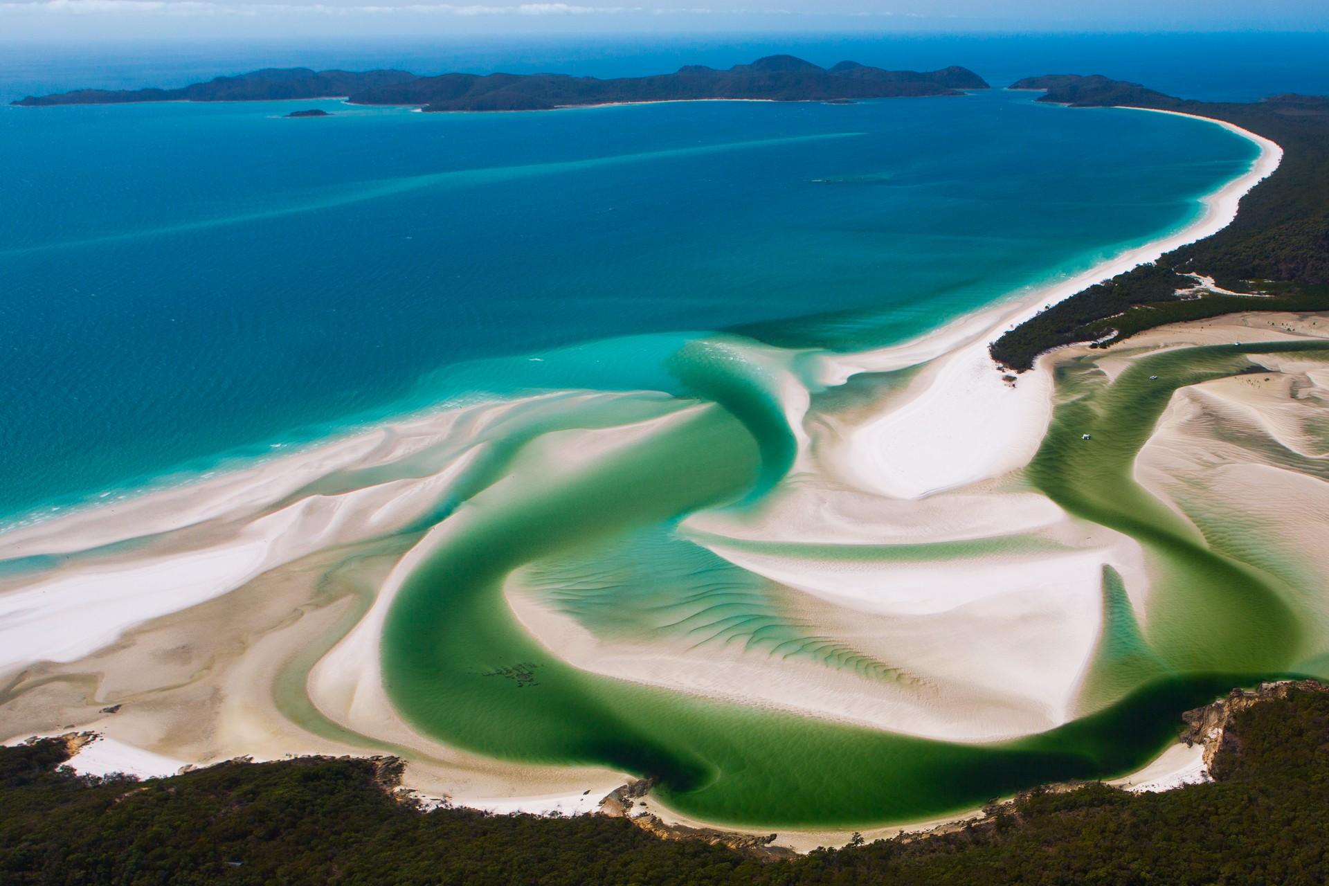 Aerial view of beach near Airlie Beach