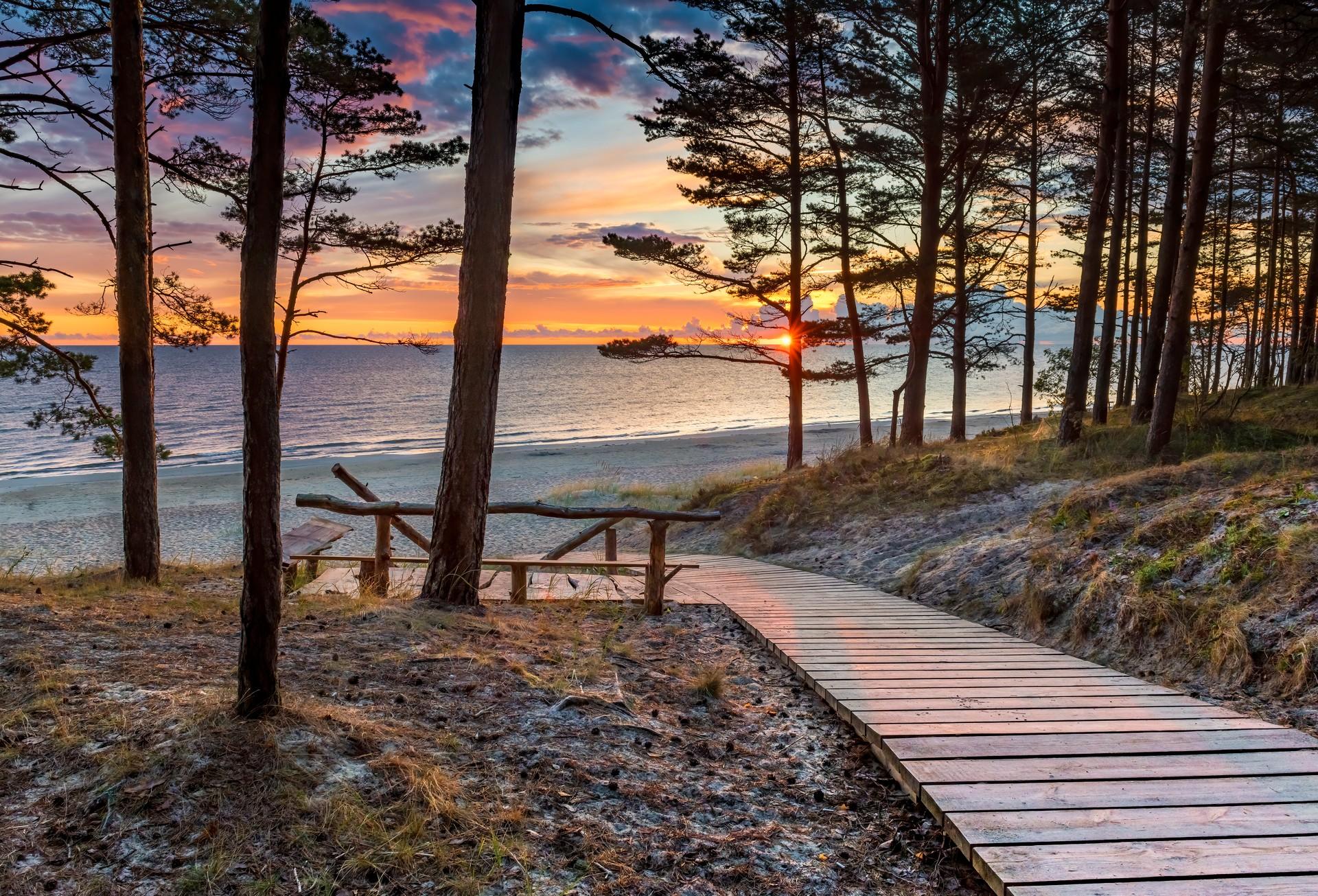 Bridge in Jurmala at dawn