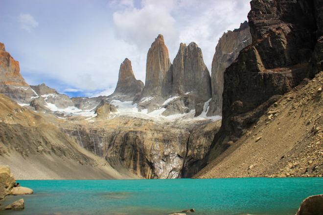 Southern part of Patagonia at the Torres de Paine reserve with rocks.