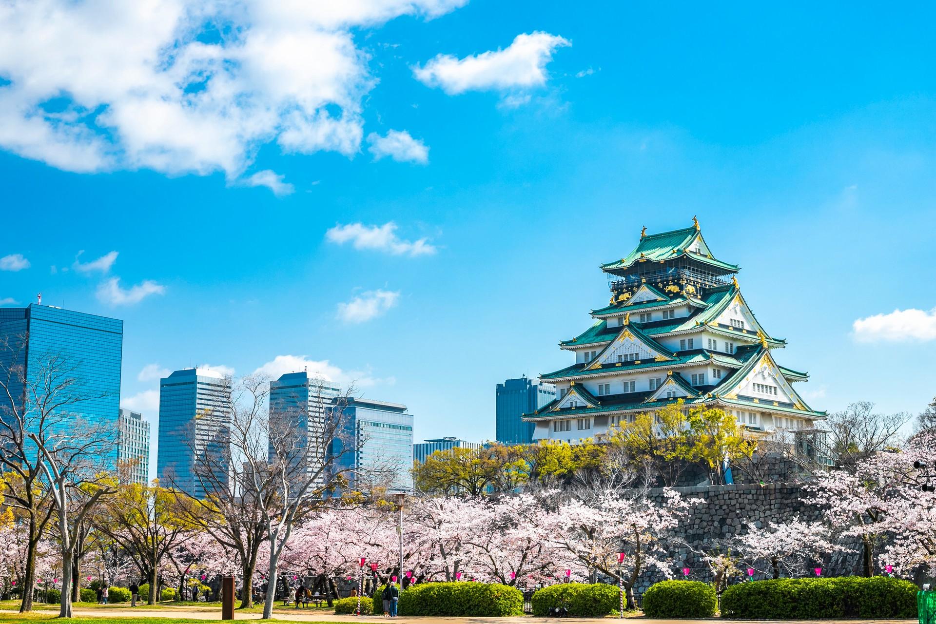 Architecture in Osaka on a sunny day with some clouds