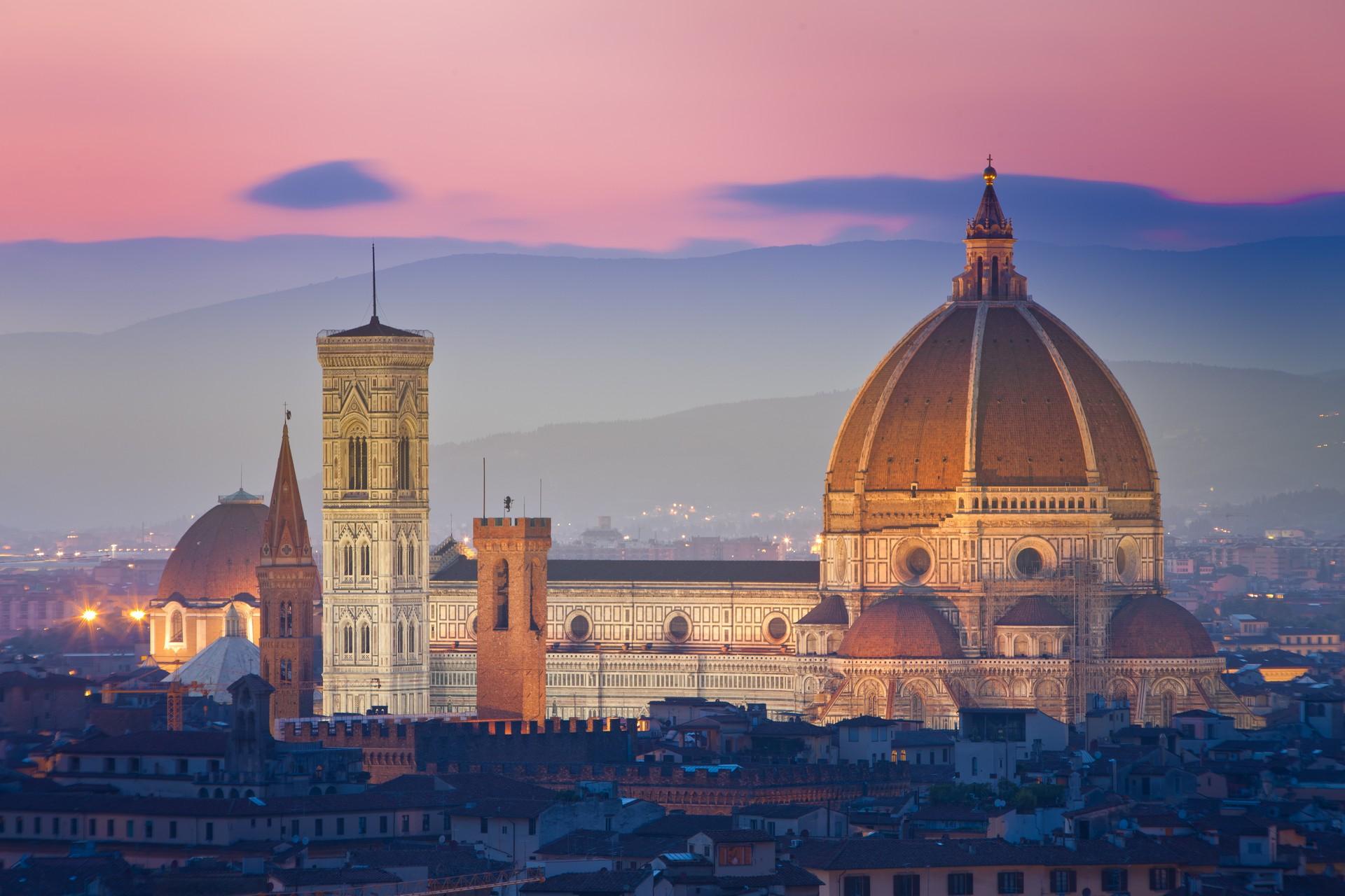 Architecture in Florence at sunset time