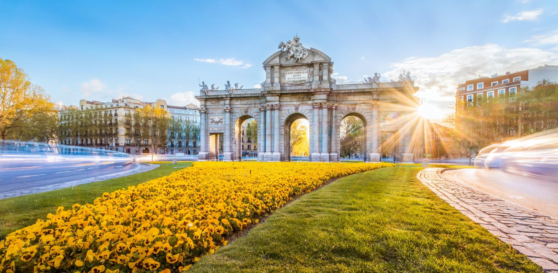 Architecture in Madrid at sunset time