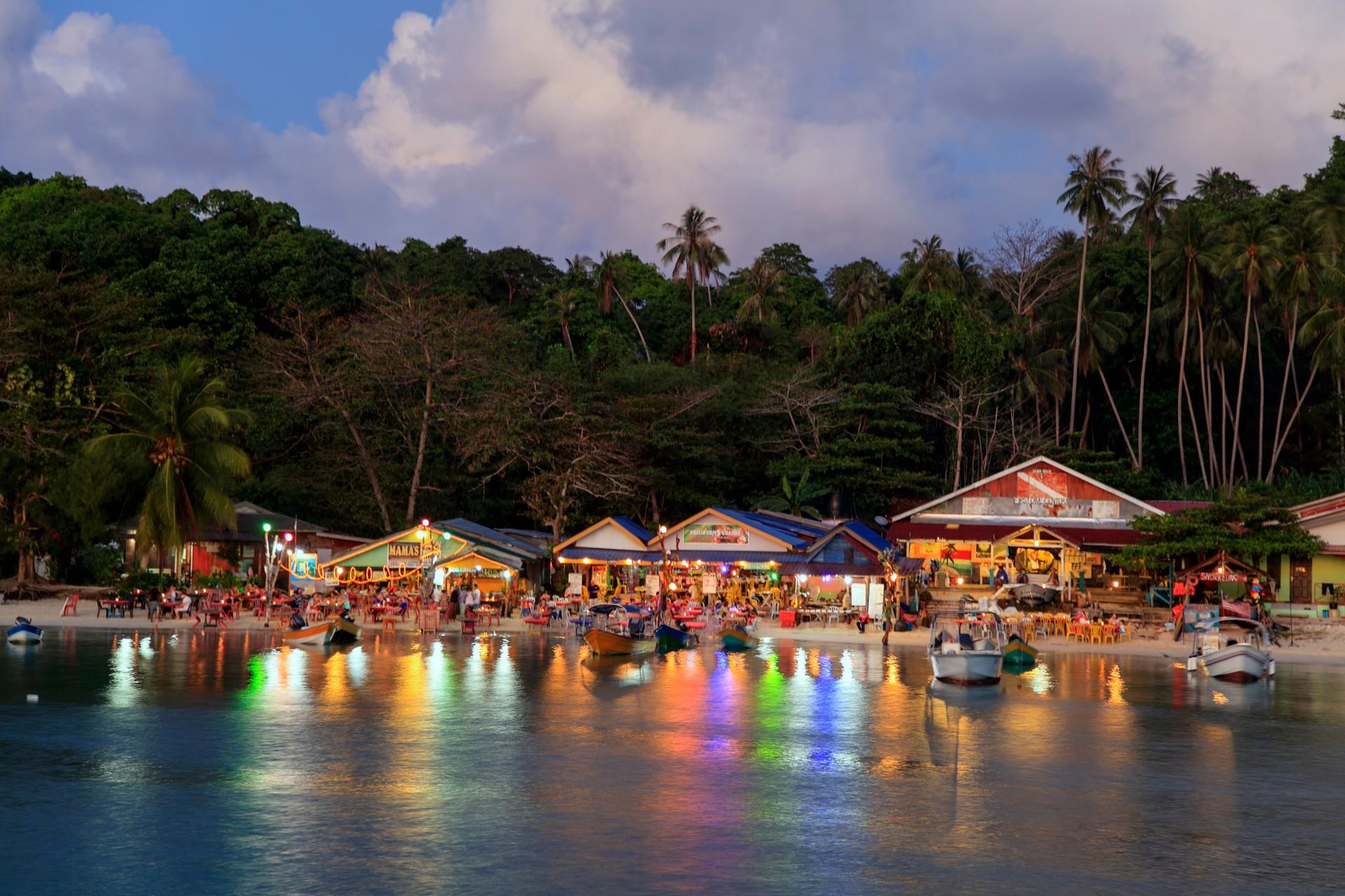 Boat in Perhentian Islands at sunset time