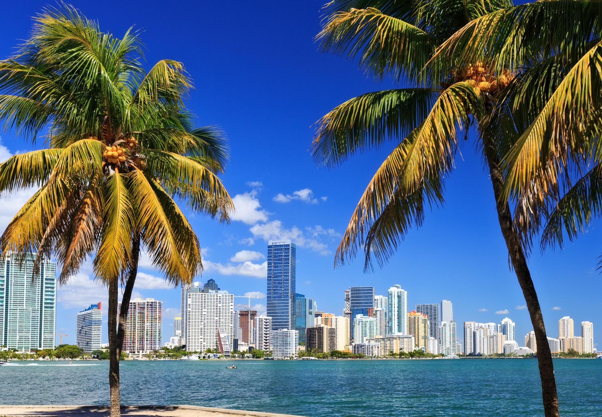 Architecture in Miami in partly cloudy weather