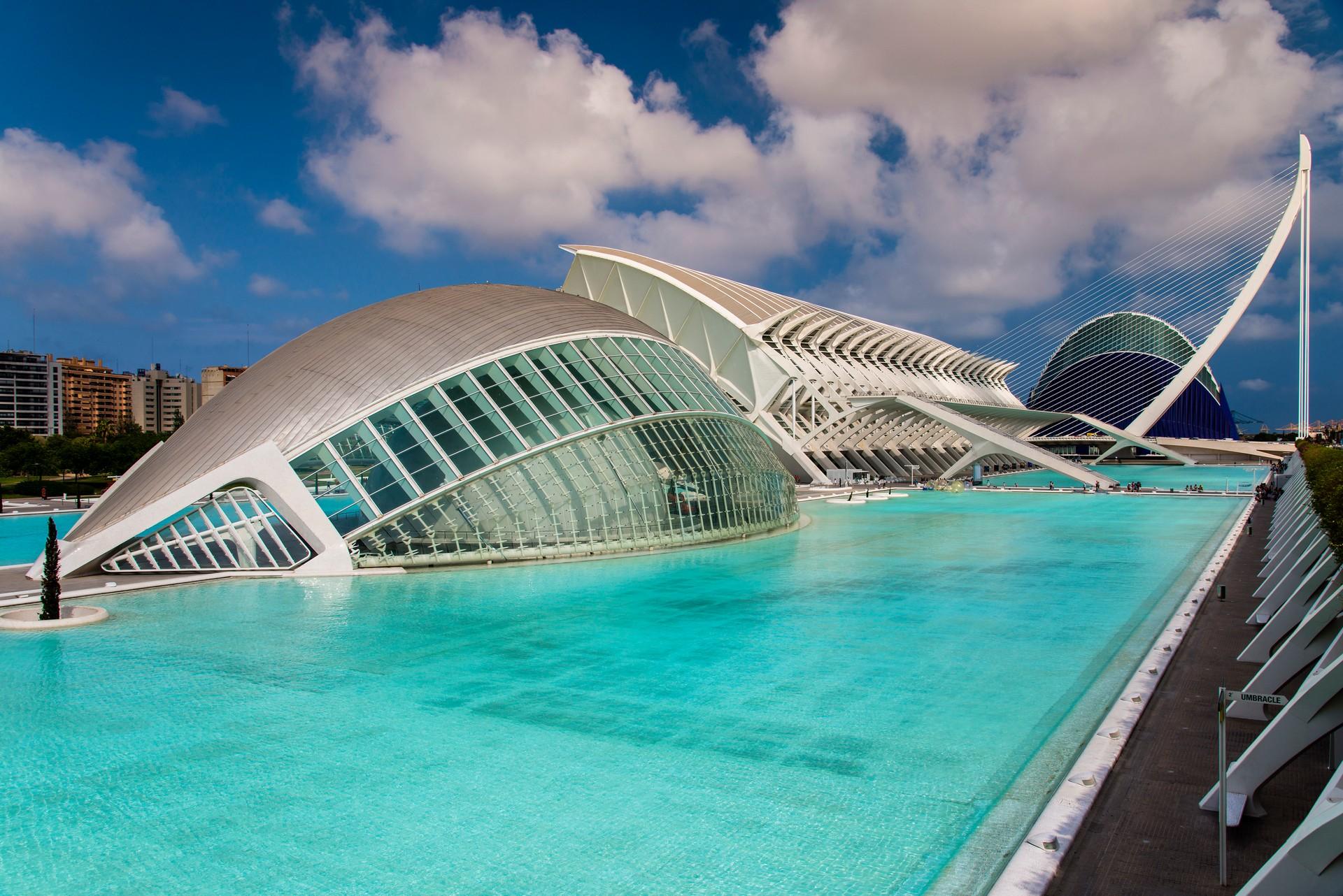 Architecture in Valencia on a sunny day with some clouds
