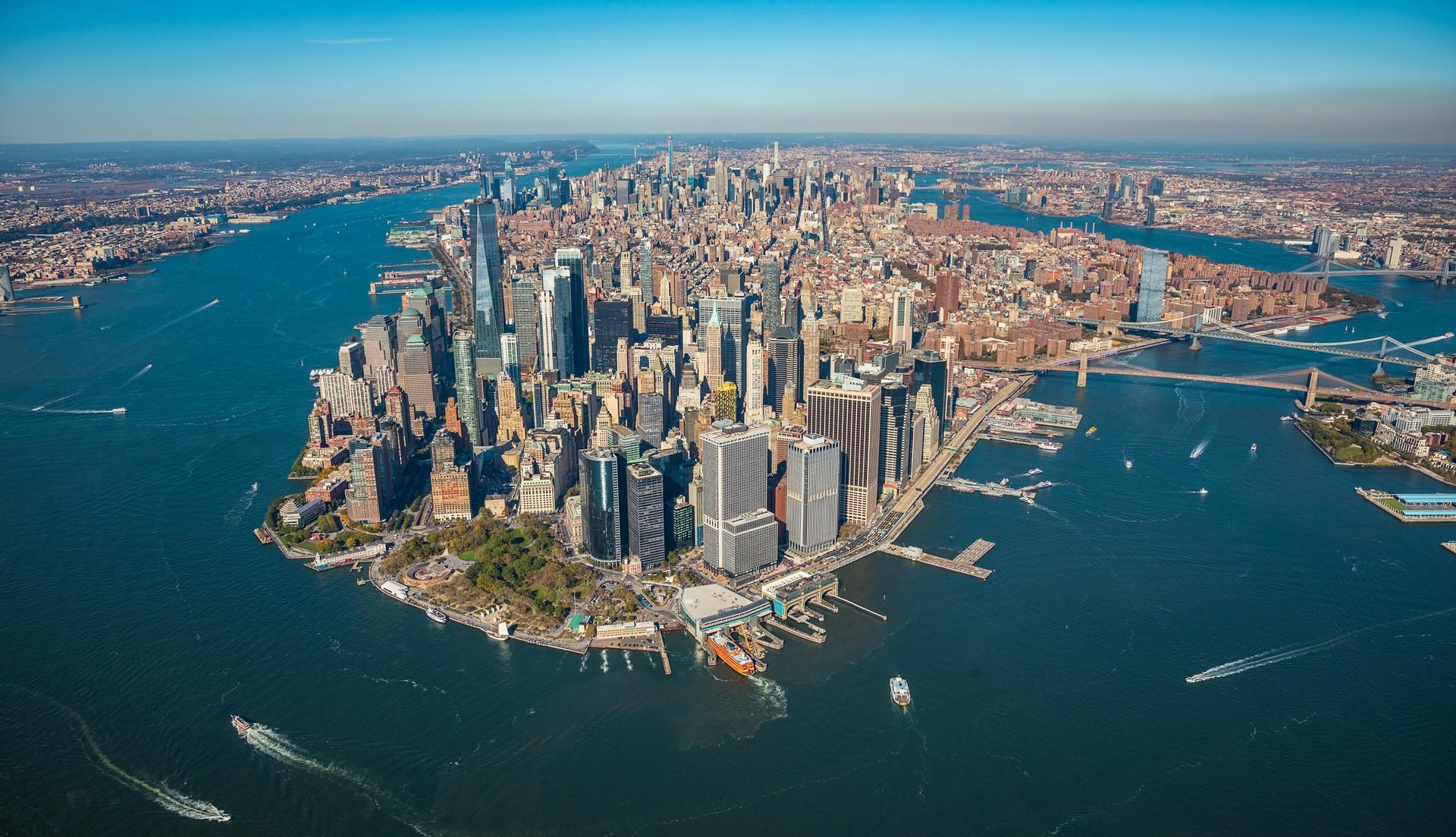 Manhattan in New York from above.