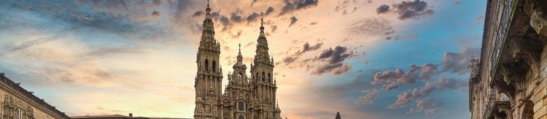 City square in Santiago de Compostela at dawn