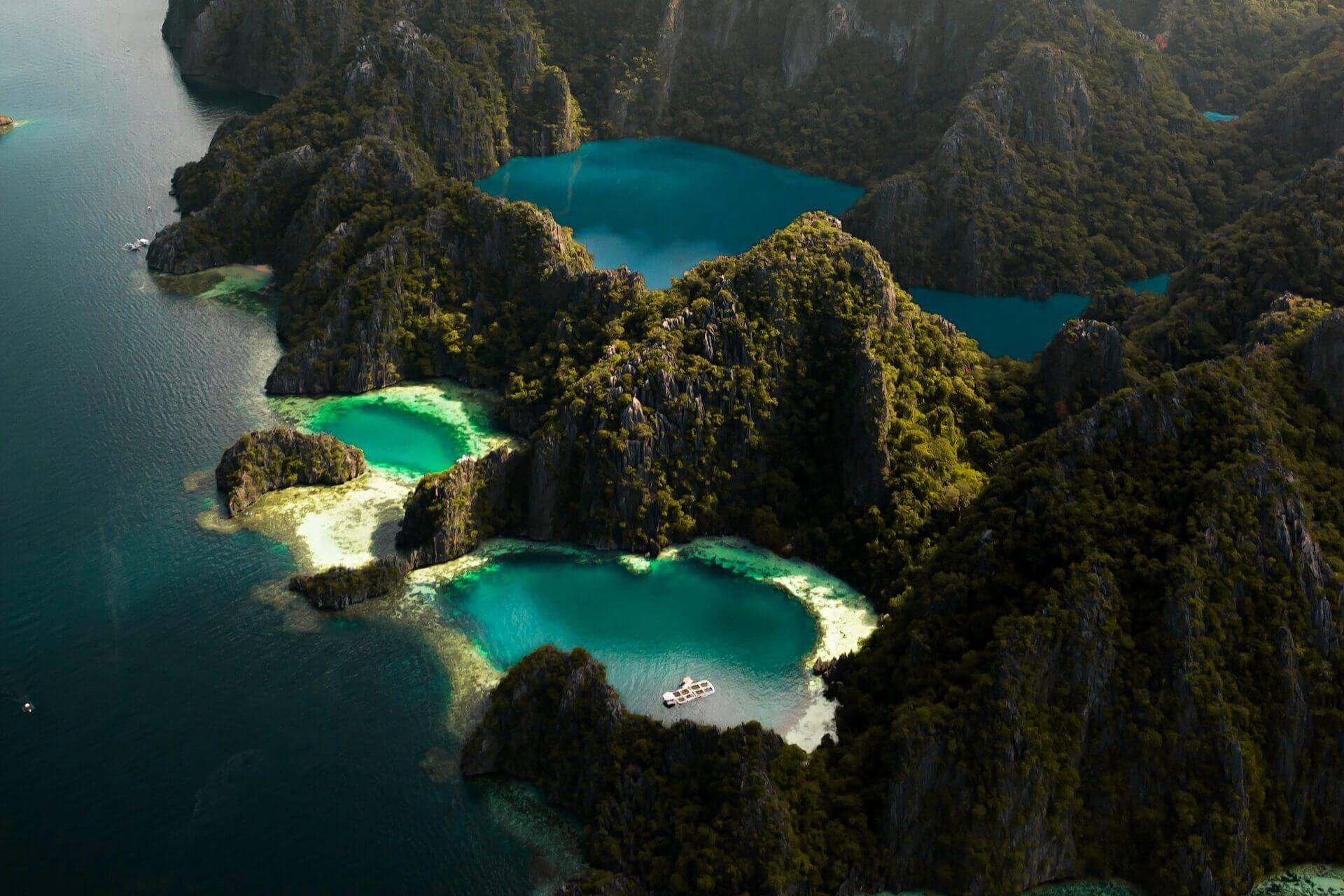 View of mountains, sea and lakes in Coron, Philippines